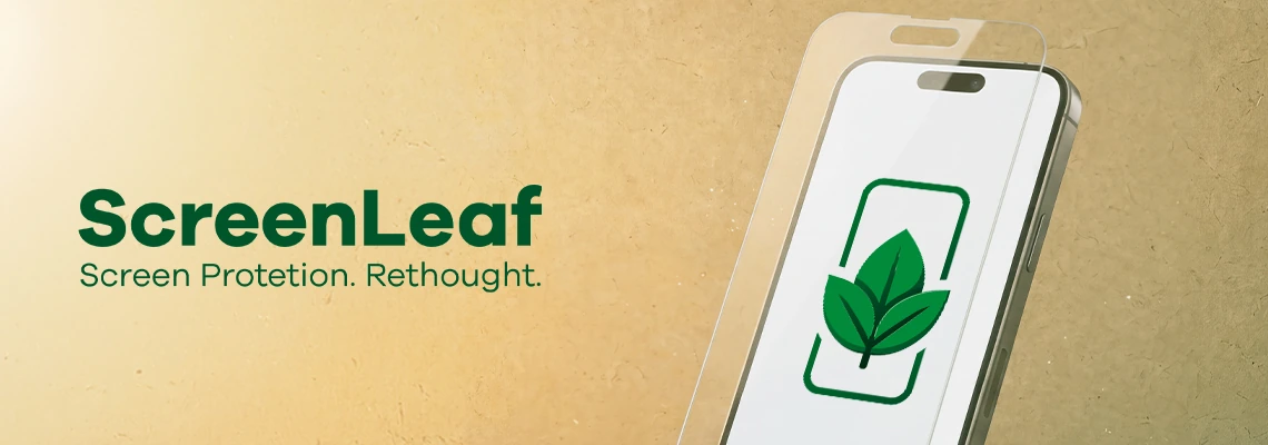 ScreenLeaf Schriftzug mit Claim „Screen Protection. Rethought.