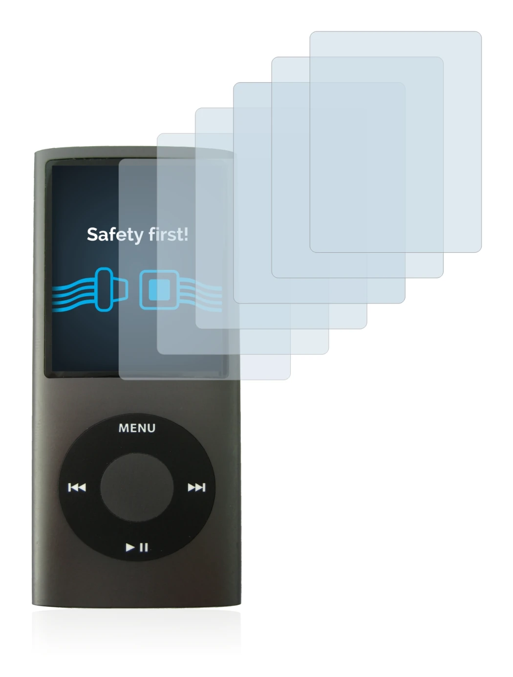 Abbildung des Geräts Apple iPod nano (4. Gen.) mit einer Vielzahl des Displayschutzes.
