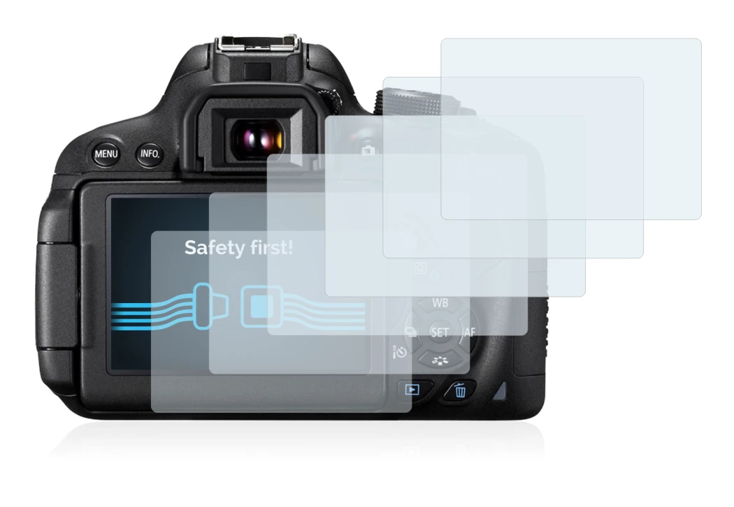 Abbildung des Geräts Canon EOS 700D mit einer Vielzahl des Displayschutzes.