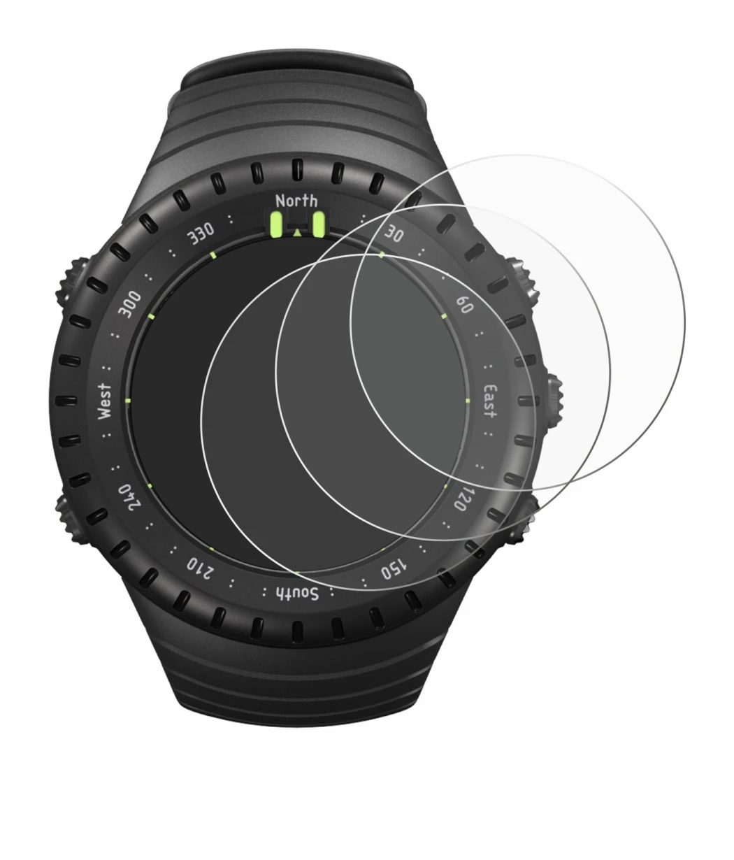 Abbildung des Geräts Suunto Core All Black mit einer Vielzahl des Displayschutzes.
