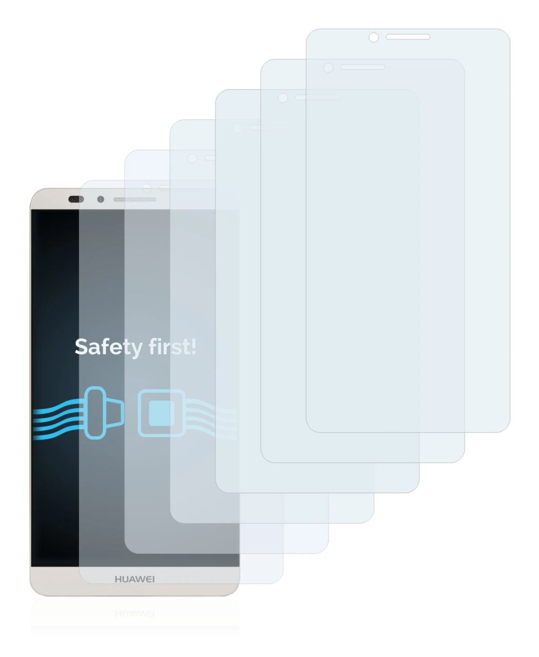Abbildung des Geräts Huawei Ascend Mate 7 mit einer Vielzahl des Displayschutzes.