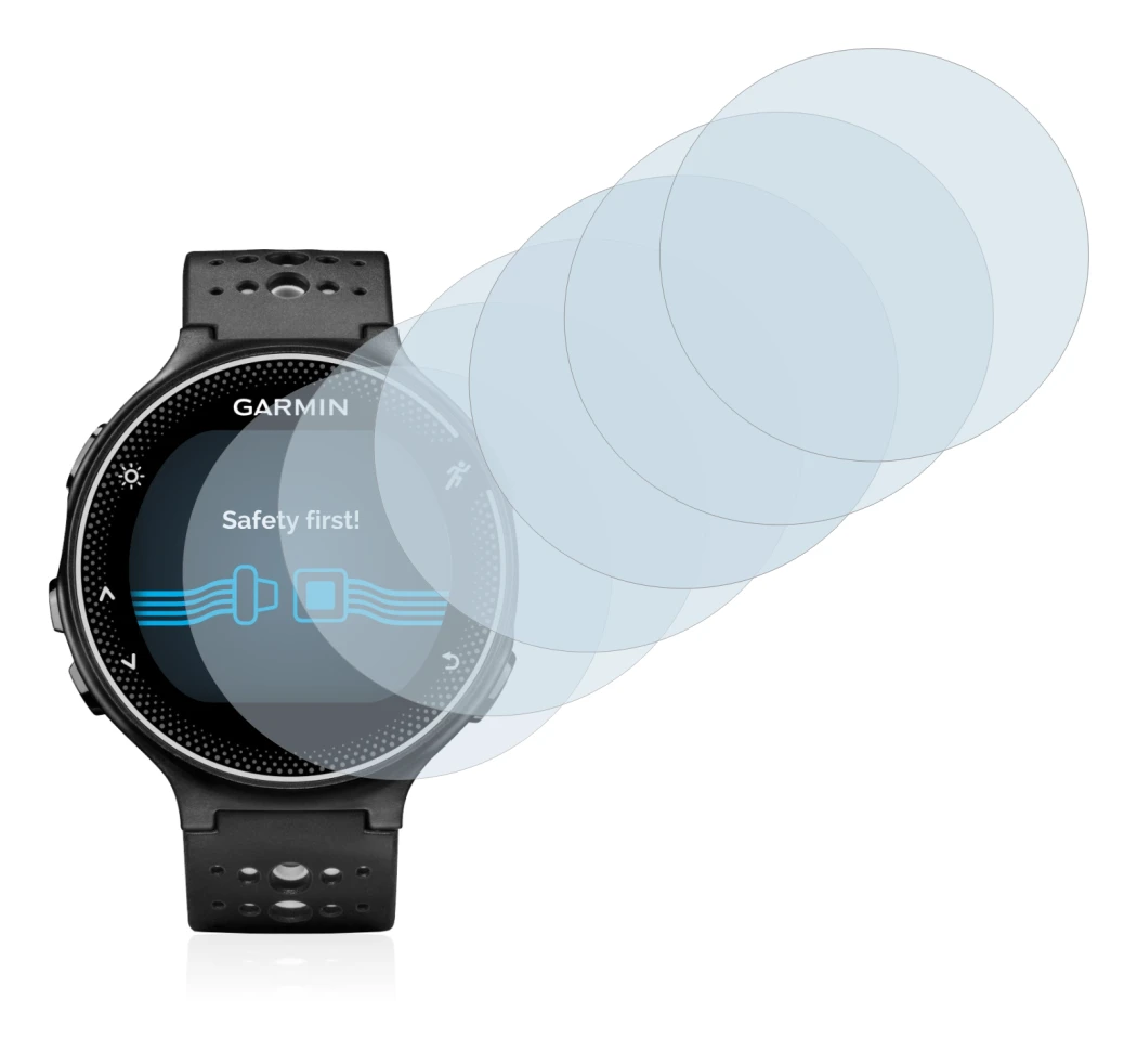 Abbildung des Geräts Garmin Forerunner 230 mit einer Vielzahl des Displayschutzes.