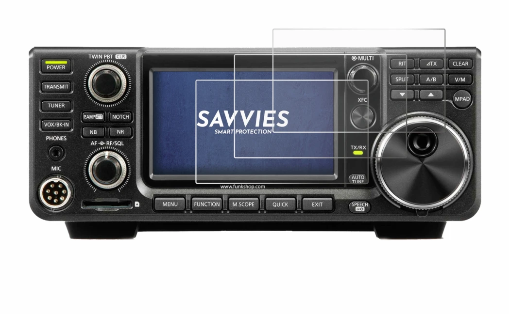 Abbildung des Geräts Icom IC-7300 mit einer Vielzahl des Displayschutzes.