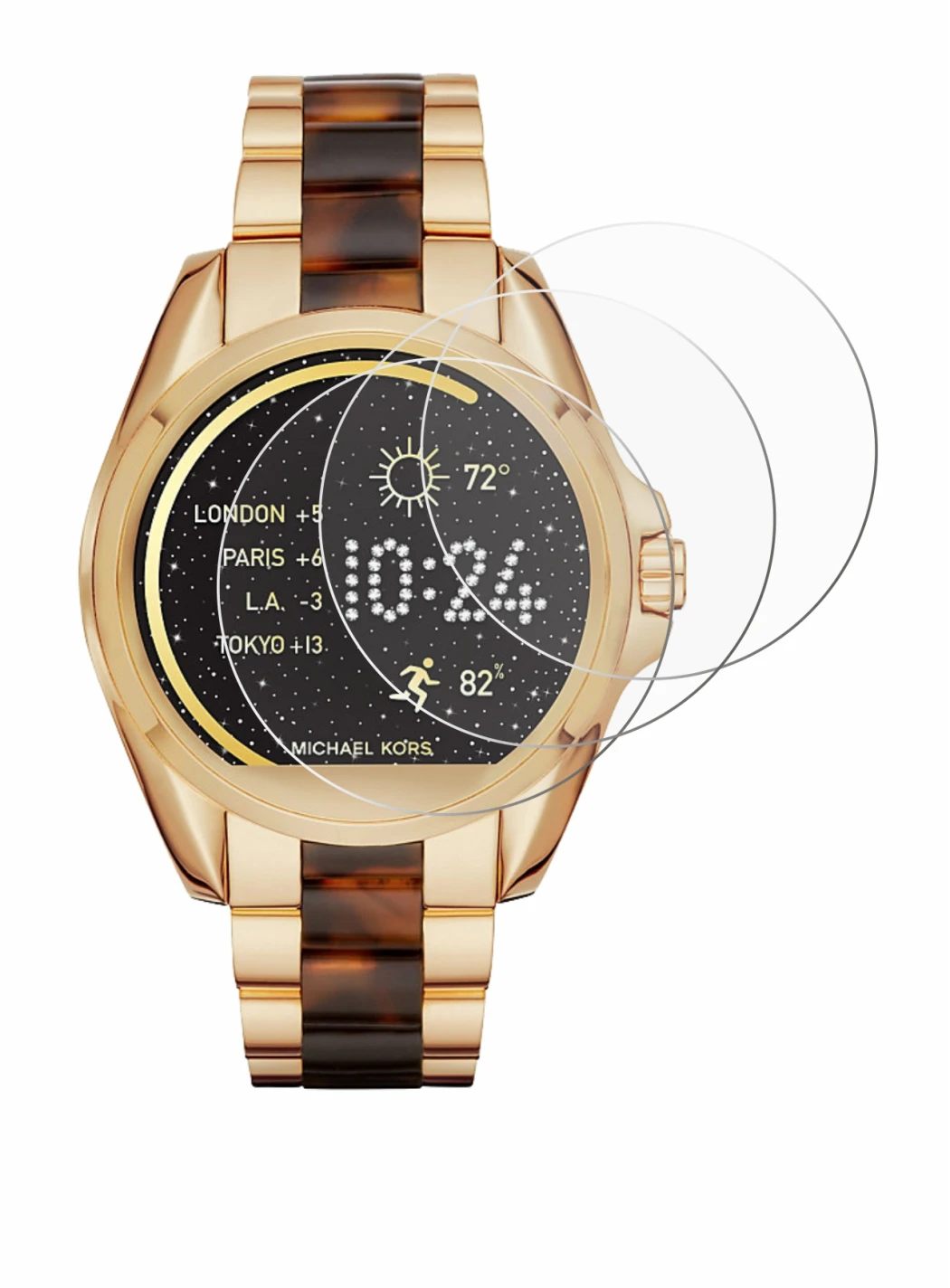 Abbildung des Geräts Michael Kors Access Bradshaw mit einer Vielzahl des Displayschutzes.