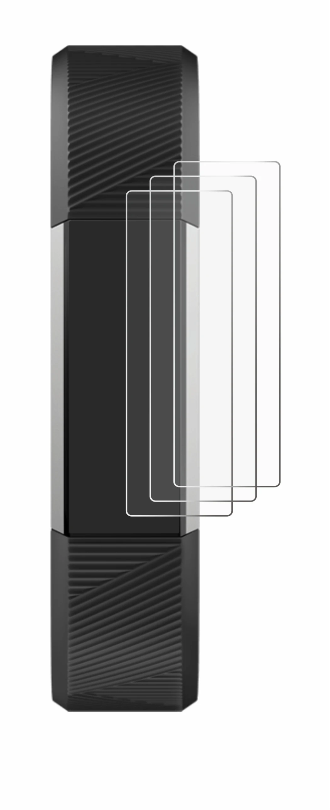 Abbildung des Geräts Fitbit Alta HR mit einer Vielzahl des Displayschutzes.