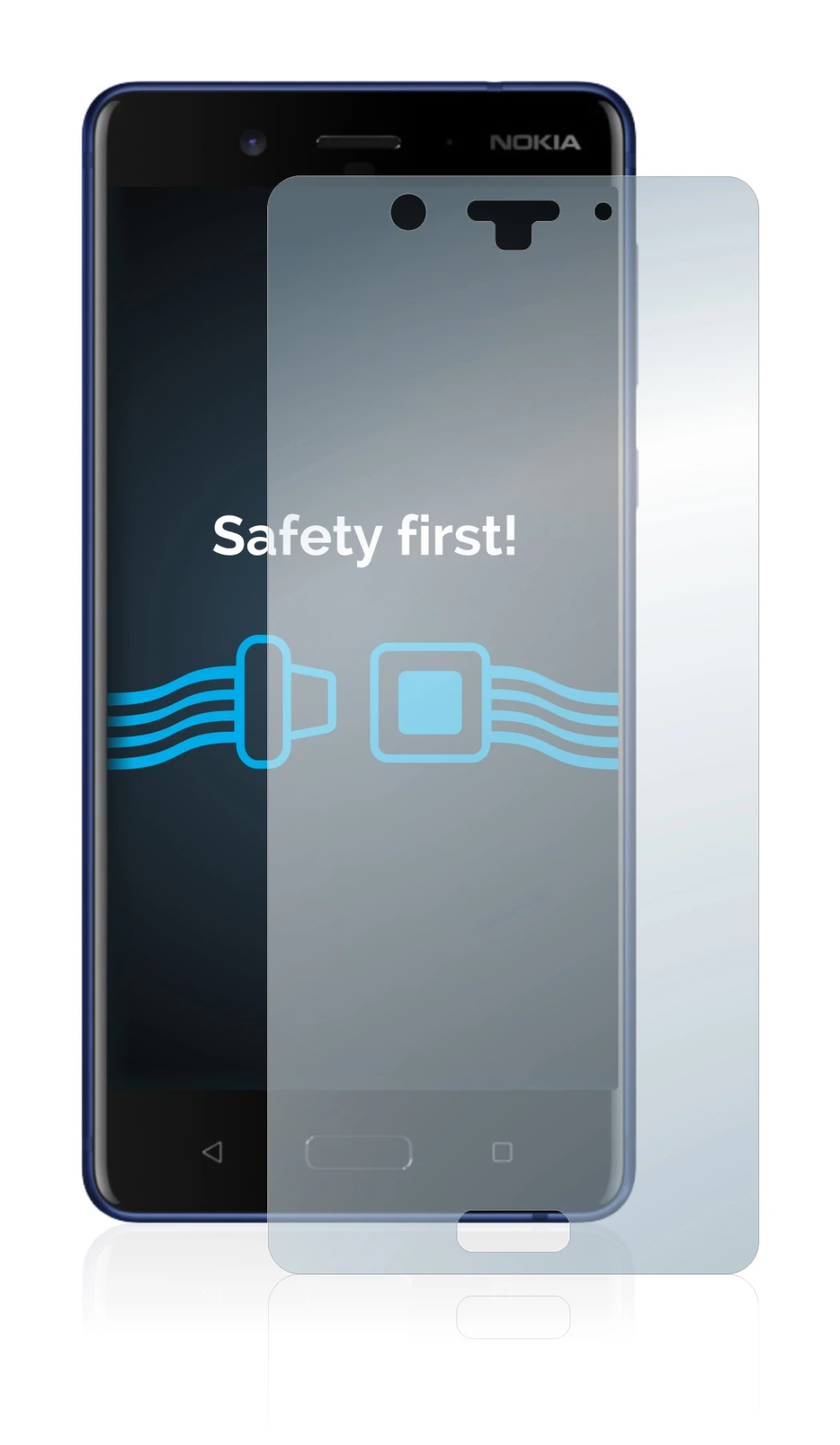 Abbildung des Geräts Nokia 8 mit einer Vielzahl des Displayschutzes.