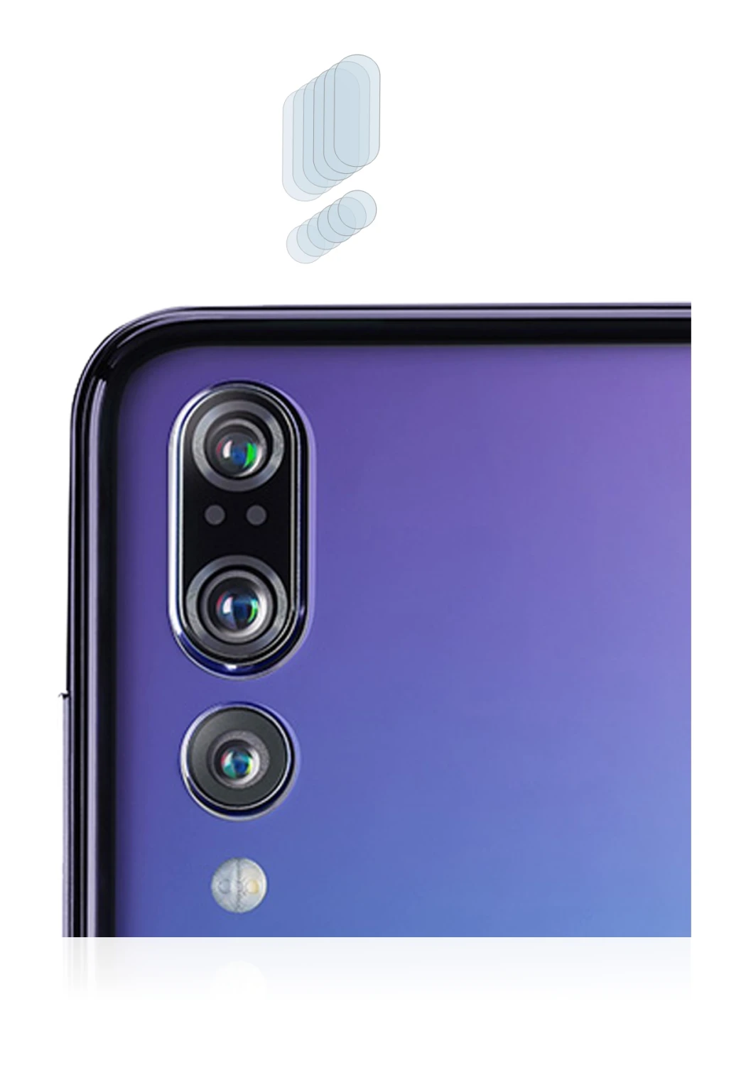 Abbildung des Geräts Huawei P20 Pro (NUR Kameraschutz) mit einer Vielzahl des Displayschutzes.