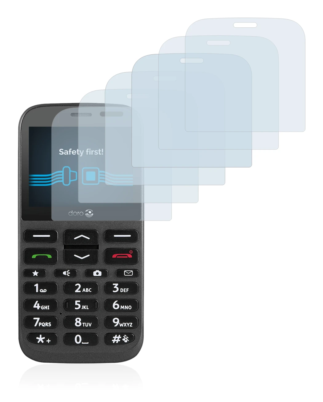 Abbildung des Geräts Doro 1370 mit einer Vielzahl des Displayschutzes.