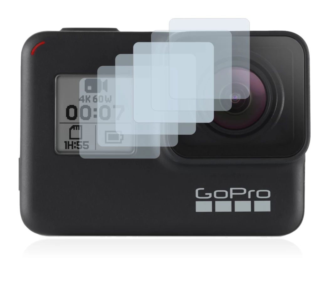 Abbildung des Geräts GoPro Hero 7 Black (Vorderes Display) mit einer Vielzahl des Displayschutzes.