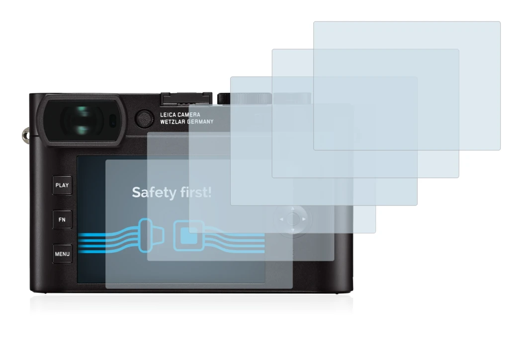 Abbildung des Geräts Leica Q2 mit einer Vielzahl des Displayschutzes.