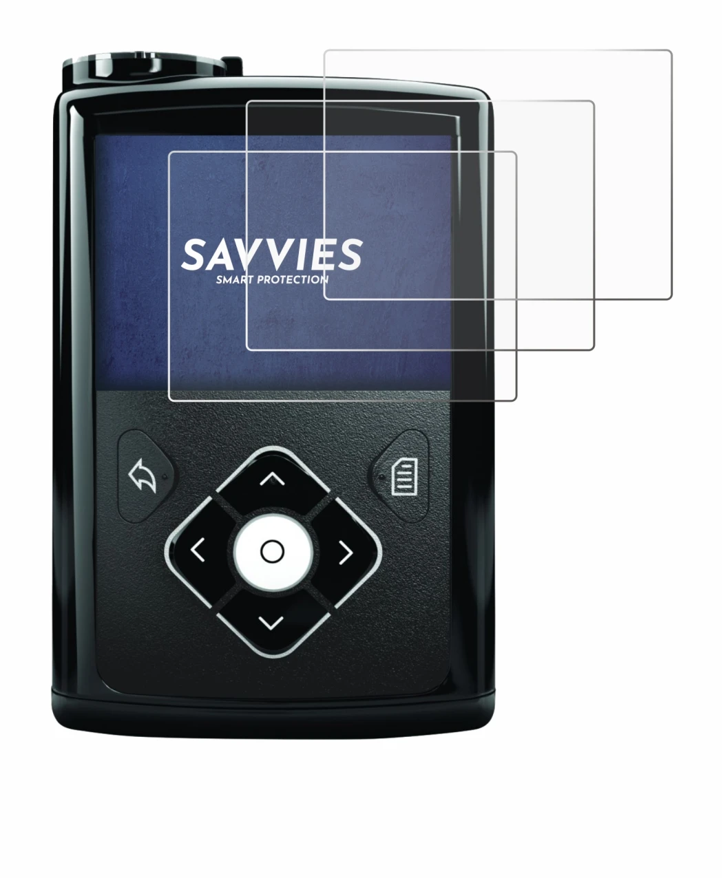 Abbildung des Geräts Medtronic Minimed 640G mit einer Vielzahl des Displayschutzes.