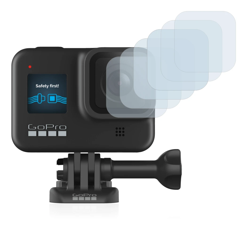 Abbildung des Geräts GoPro Hero 8 Black (Linse) mit einer Vielzahl des Displayschutzes.