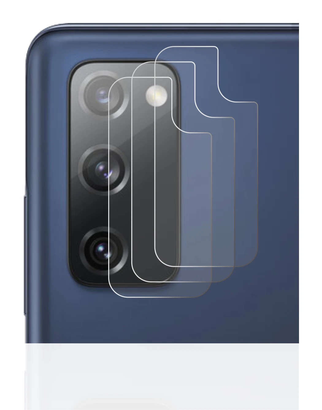 Abbildung des Geräts Samsung Galaxy S20 FE (NUR Kameraschutz) mit einer Vielzahl des Displayschutzes.