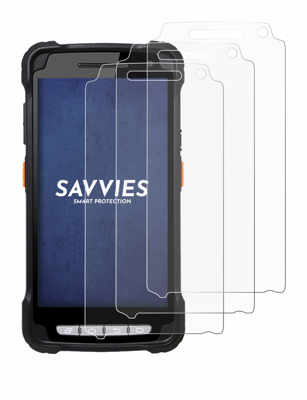 Abbildung des Geräts Point Mobile PM90 mit einer Vielzahl des Displayschutzes.