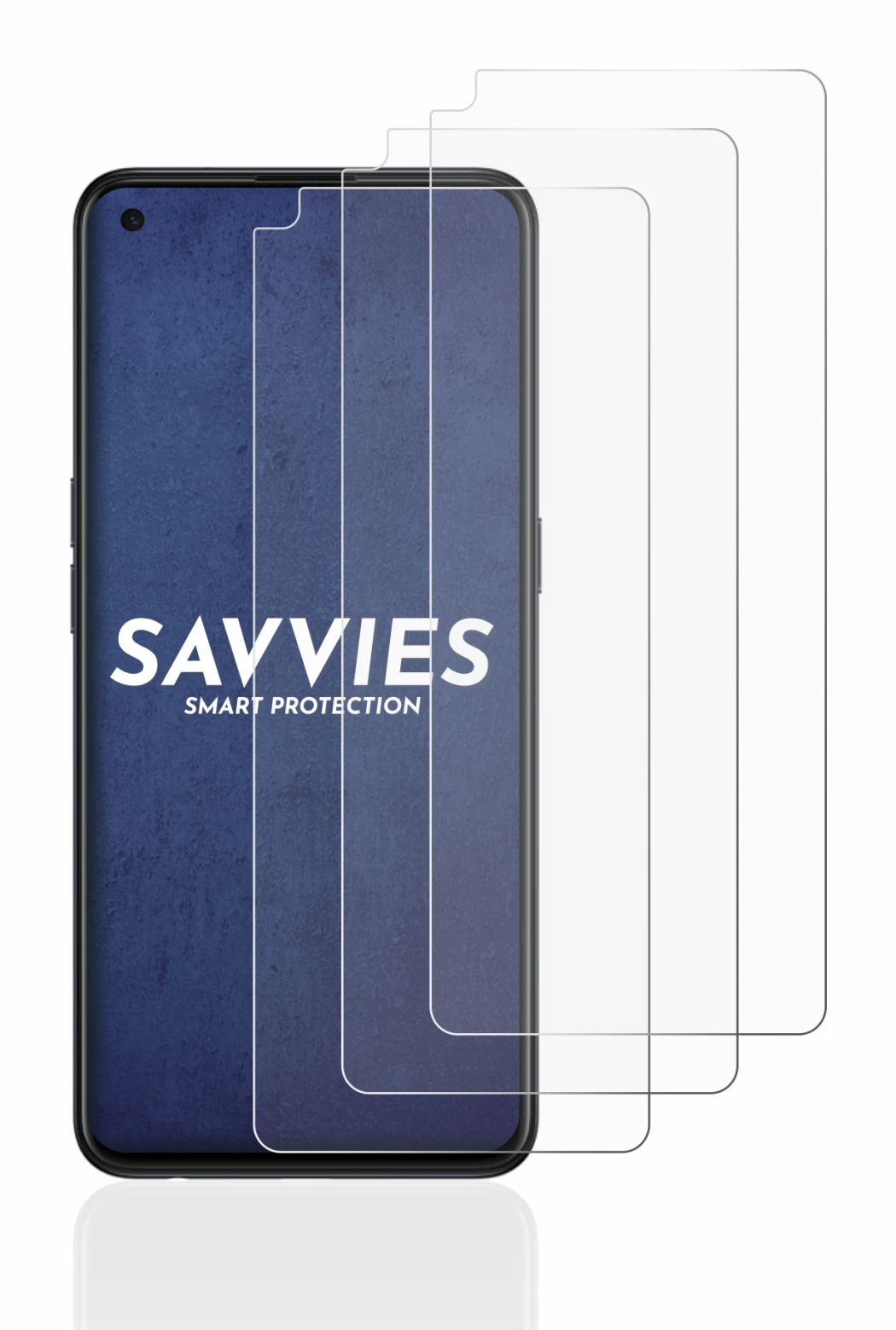 Abbildung des Geräts Oppo Find X3 Lite mit einer Vielzahl des Displayschutzes.