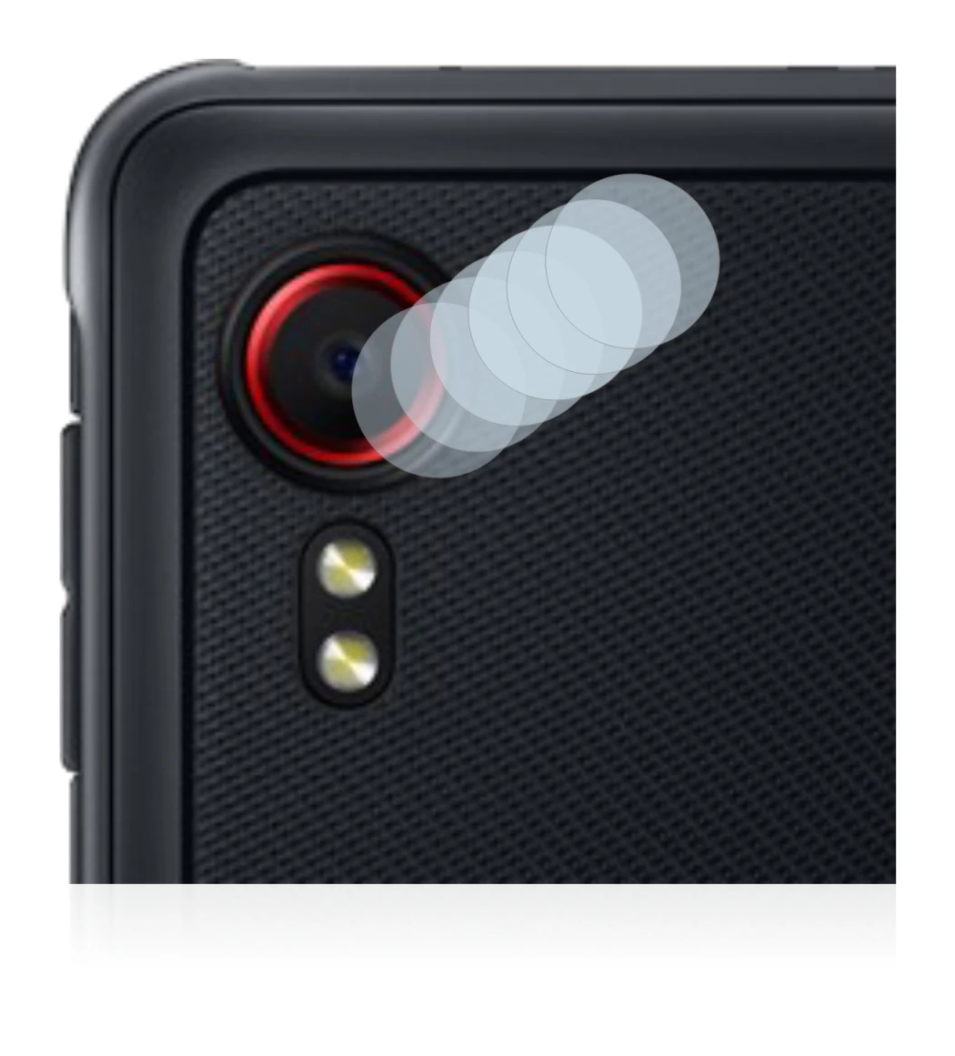 Abbildung des Geräts Samsung Galaxy XCover 5 (NUR Kameraschutz) mit einer Vielzahl des Displayschutzes.