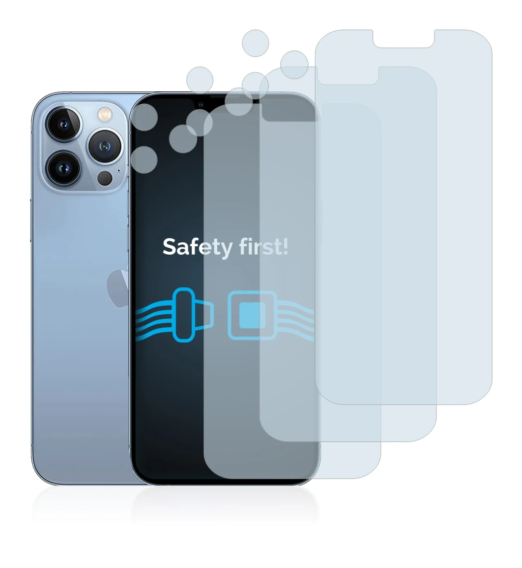 Abbildung des Geräts Apple iPhone 13 Pro Max (Display+Kamera) mit einer Vielzahl des Displayschutzes.