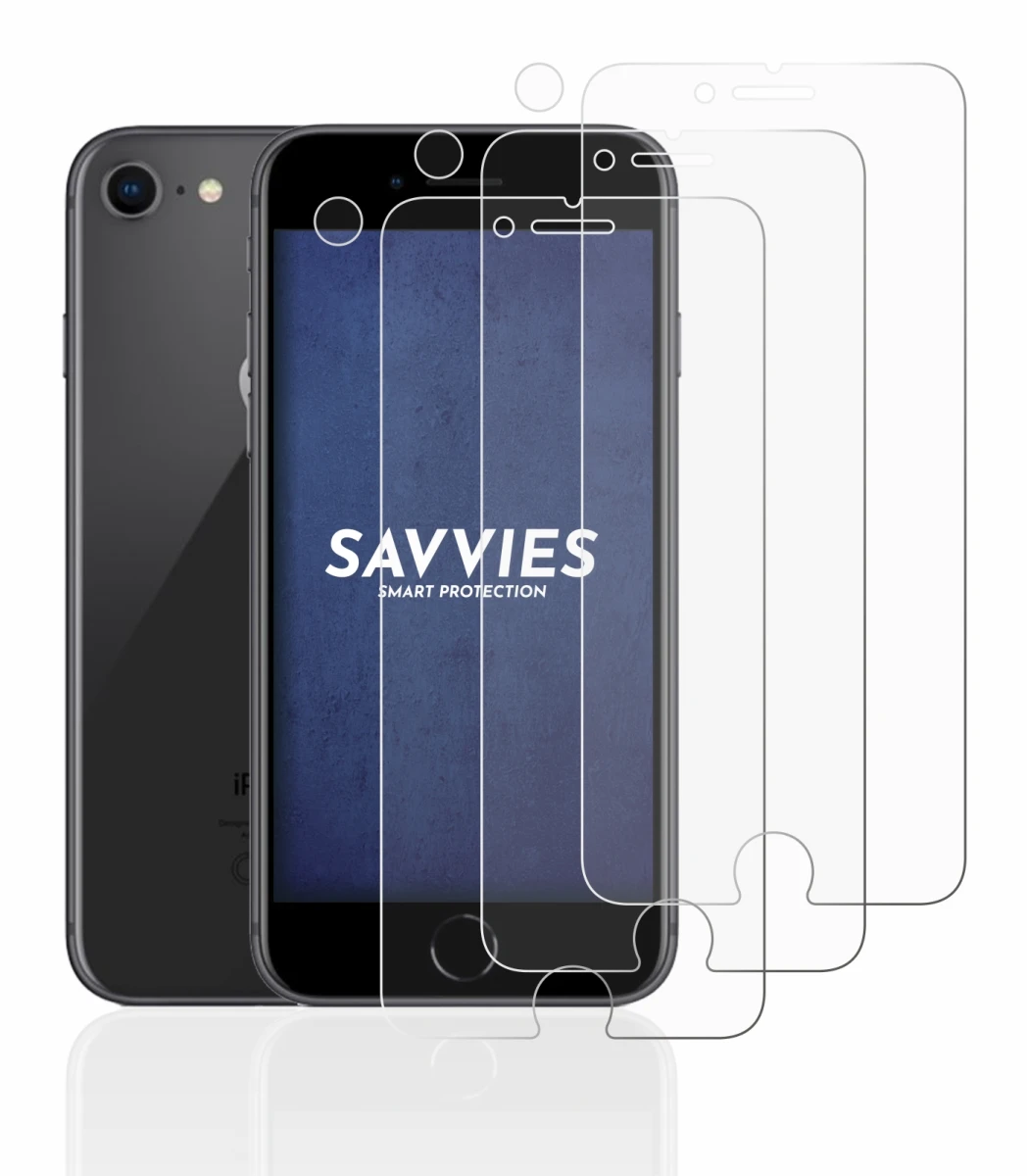 Abbildung des Geräts Apple iPhone 8 (Display+Kamera) mit einer Vielzahl des Displayschutzes.