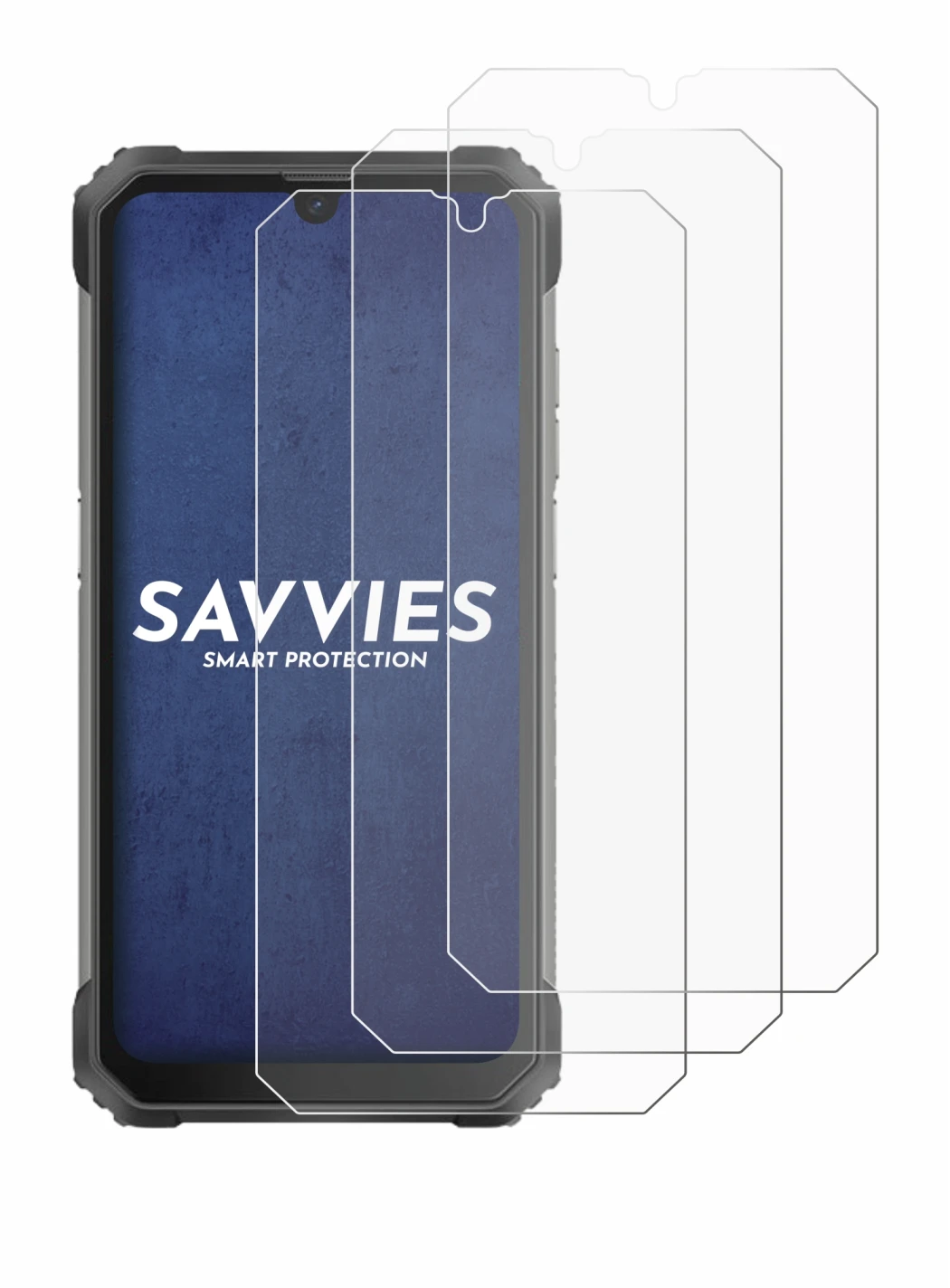 Abbildung des Geräts Blackview BV8800 mit einer Vielzahl des Displayschutzes.