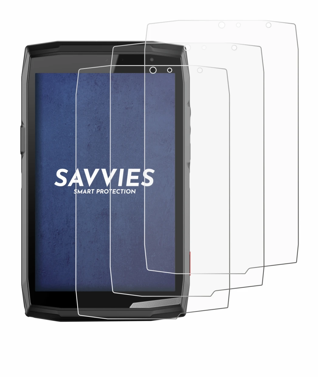 Abbildung des Geräts Crosscall Core T5 mit einer Vielzahl des Displayschutzes.