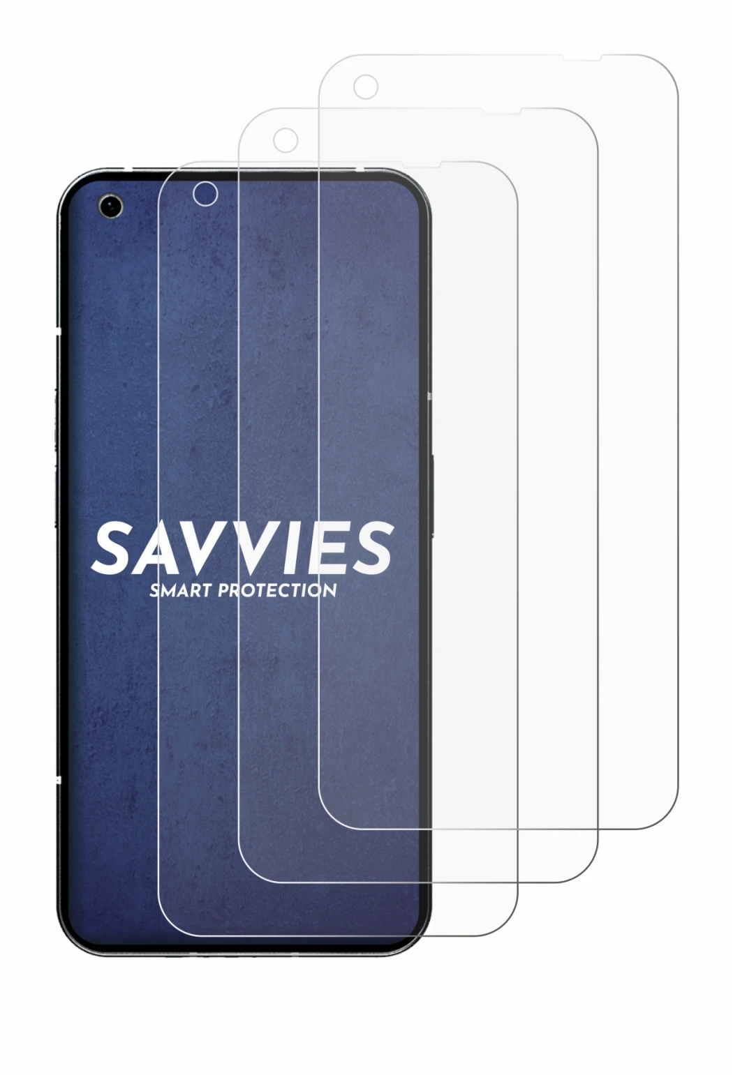 Abbildung des Geräts Nothing Phone (1) mit einer Vielzahl des Displayschutzes.