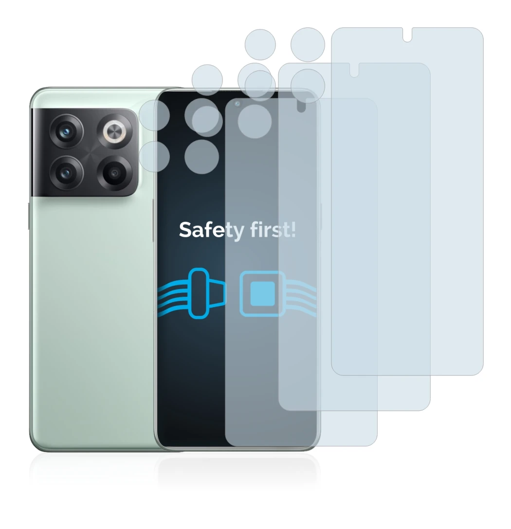 Abbildung des Geräts OnePlus 10T 5G (Display+Kamera) mit einer Vielzahl des Displayschutzes.