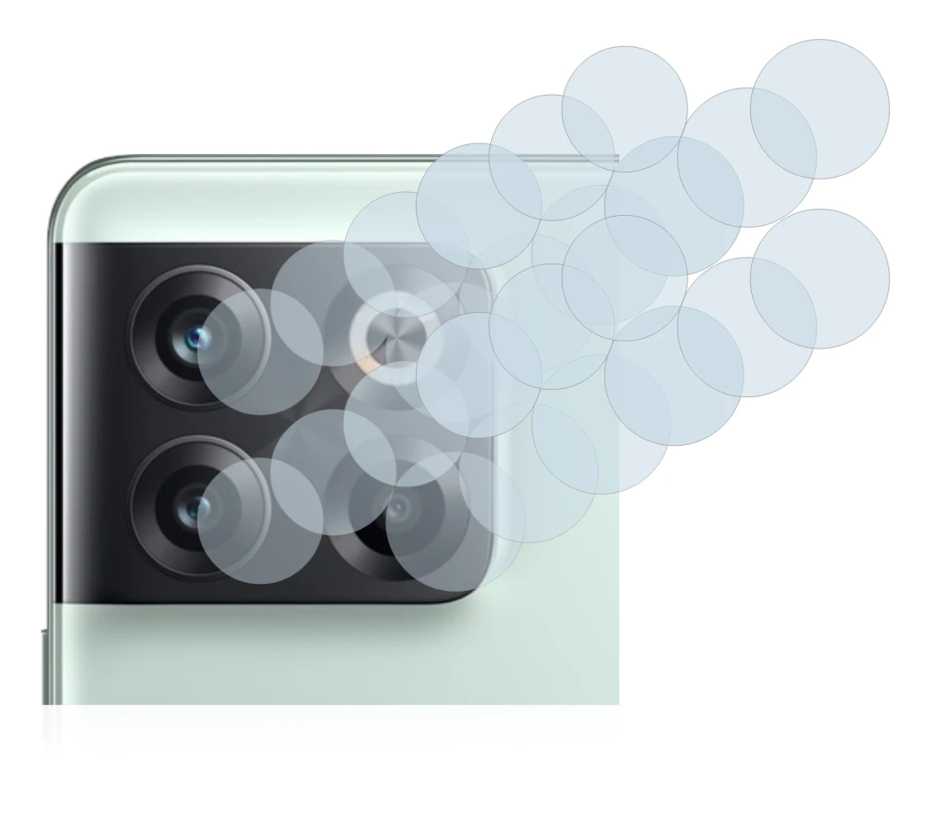 Abbildung des Geräts OnePlus 10T 5G (NUR Kameraschutz) mit einer Vielzahl des Displayschutzes.