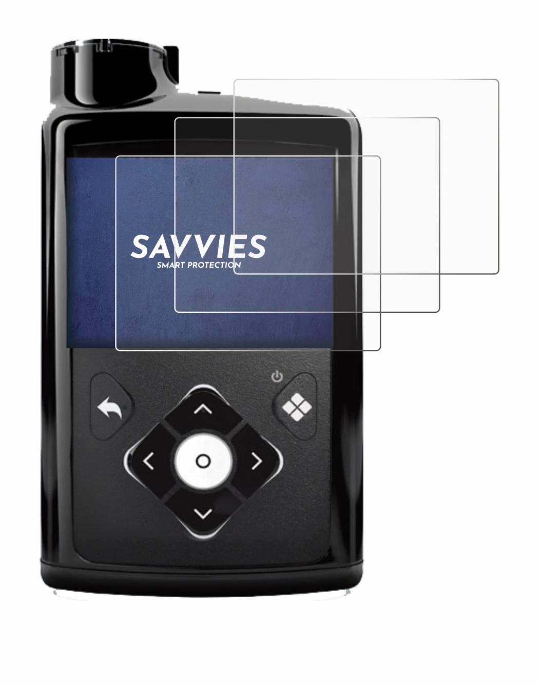 Abbildung des Geräts Medtronic Minimed 780G mit einer Vielzahl des Displayschutzes.