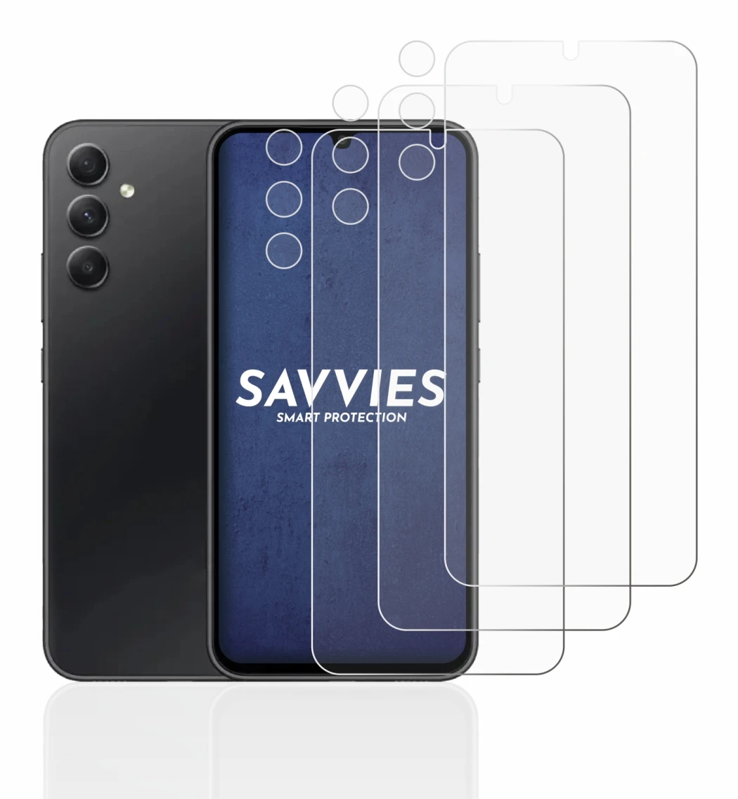 Abbildung des Geräts Samsung Galaxy A34 5G (Display+Kamera) mit einer Vielzahl des Displayschutzes.