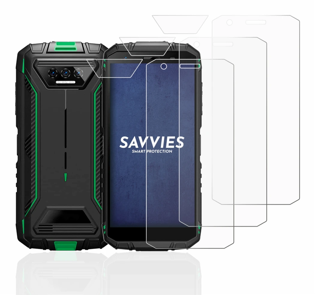 Abbildung des Geräts Doogee S41 Pro (Display+Kamera) mit einer Vielzahl des Displayschutzes.