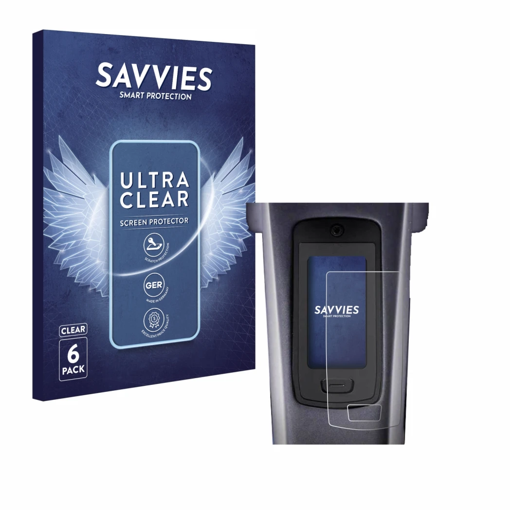 Vorderseite einer Produktverpackung mit dem Markenlogo Savvies. Daneben ist das Gerät TQ HPR50 E-Bike System mit dem zugehörig