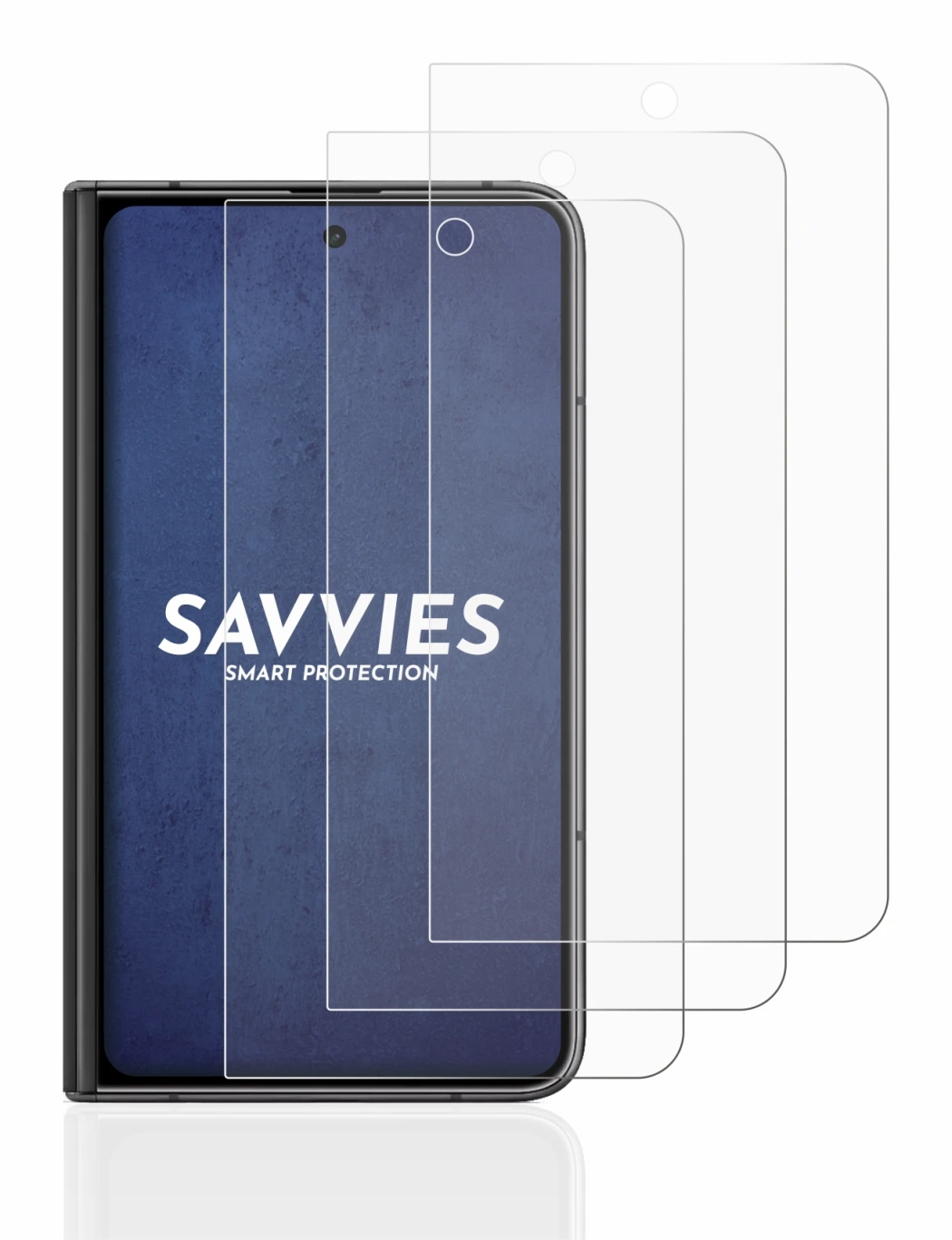 Abbildung des Geräts Google Pixel Fold (Äußeres Display) mit einer Vielzahl des Displayschutzes.