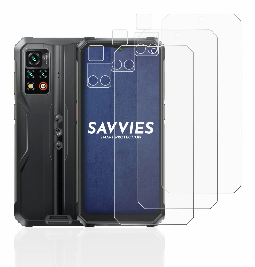 Abbildung des Geräts Blackview BV9200 (Display+Kamera) mit einer Vielzahl des Displayschutzes.