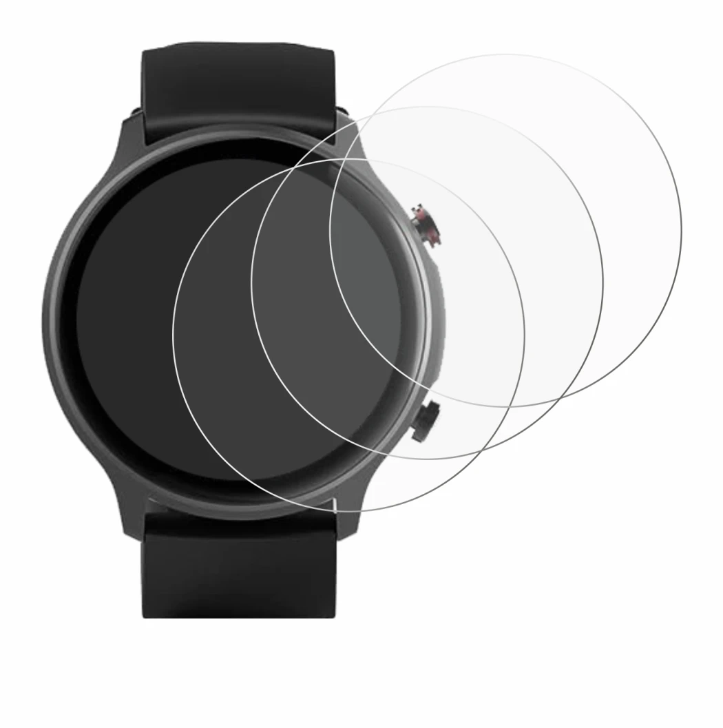 Abbildung des Geräts Hama Fit Watch 6910 mit einer Vielzahl des Displayschutzes.
