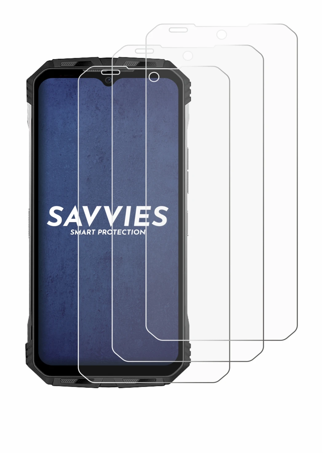 Abbildung des Geräts Doogee S110 mit einer Vielzahl des Displayschutzes.