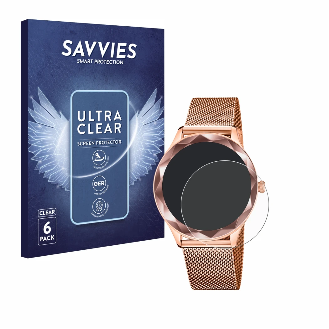 Vorderseite einer Produktverpackung mit dem Markenlogo Savvies. Daneben ist das Gerät Lotus SMARTIME 50036/1 mit dem zugehörig