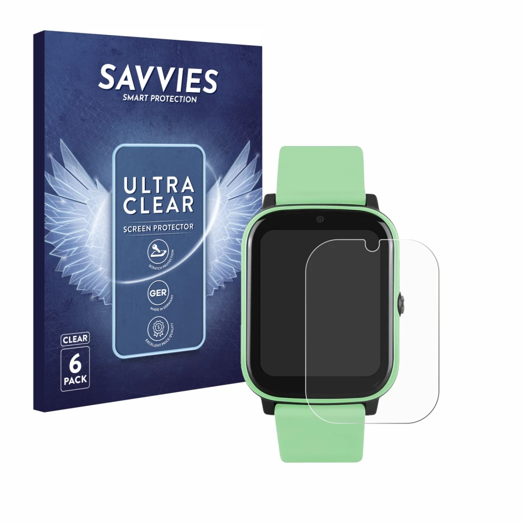 Vorderseite einer Produktverpackung mit dem Markenlogo Savvies. Daneben ist das Gerät One2Track Connect NEXT mit dem zugehörig