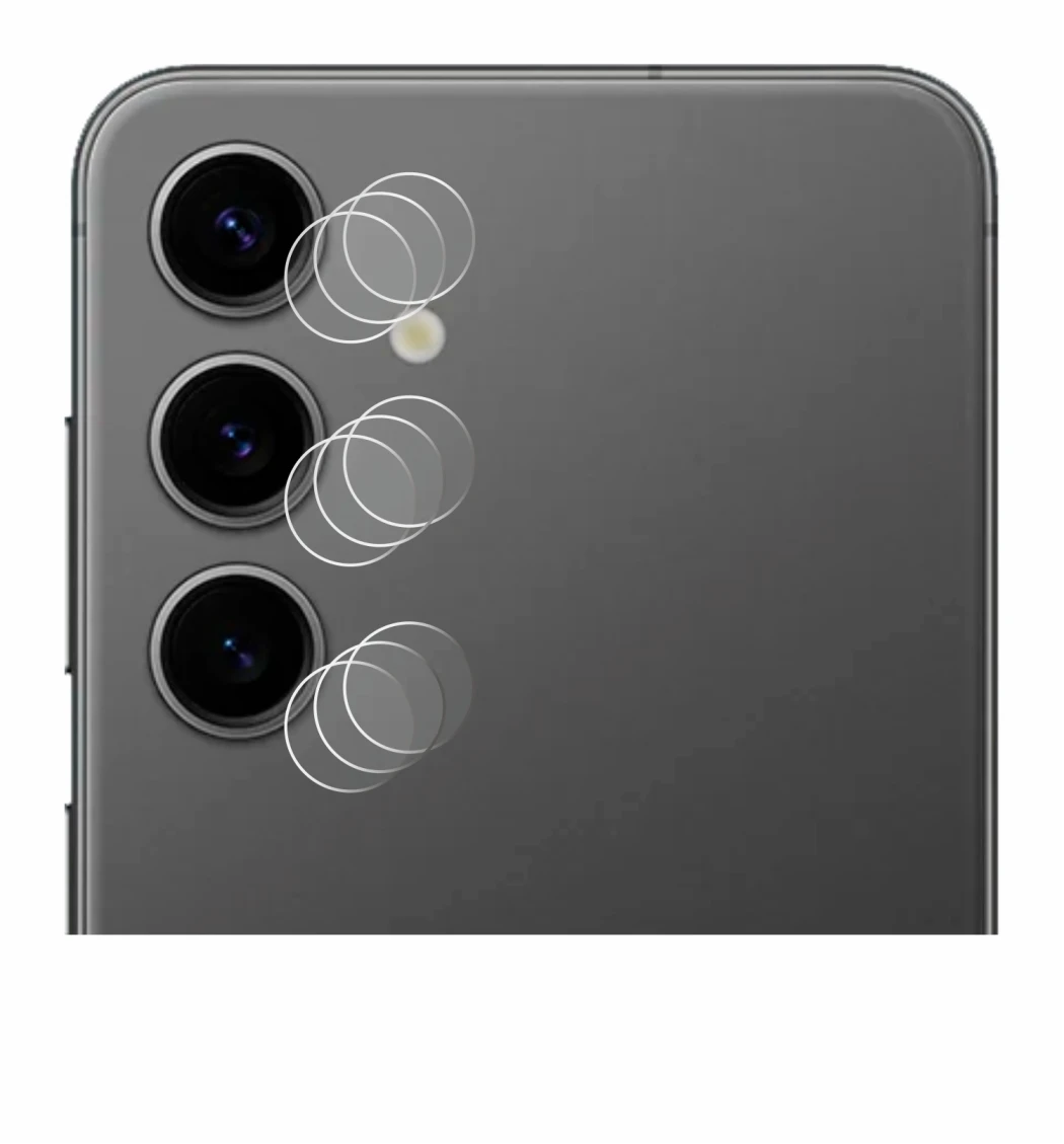 Abbildung des Geräts Samsung Galaxy S24 Plus (NUR Kameraschutz) mit einer Vielzahl des Displayschutzes.