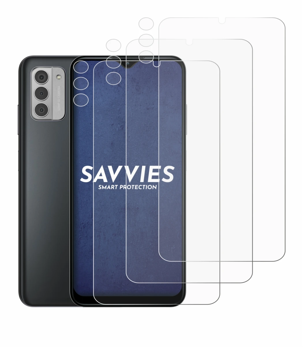 Abbildung des Geräts Nokia G42 5G (Display+Kamera) mit einer Vielzahl des Displayschutzes.