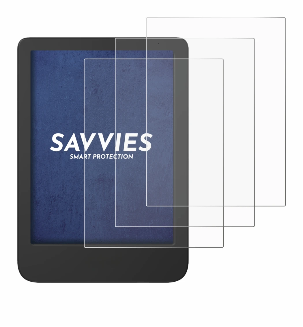 Abbildung des Geräts Tolino Shine 5 Color 2024 mit einer Vielzahl des Displayschutzes.