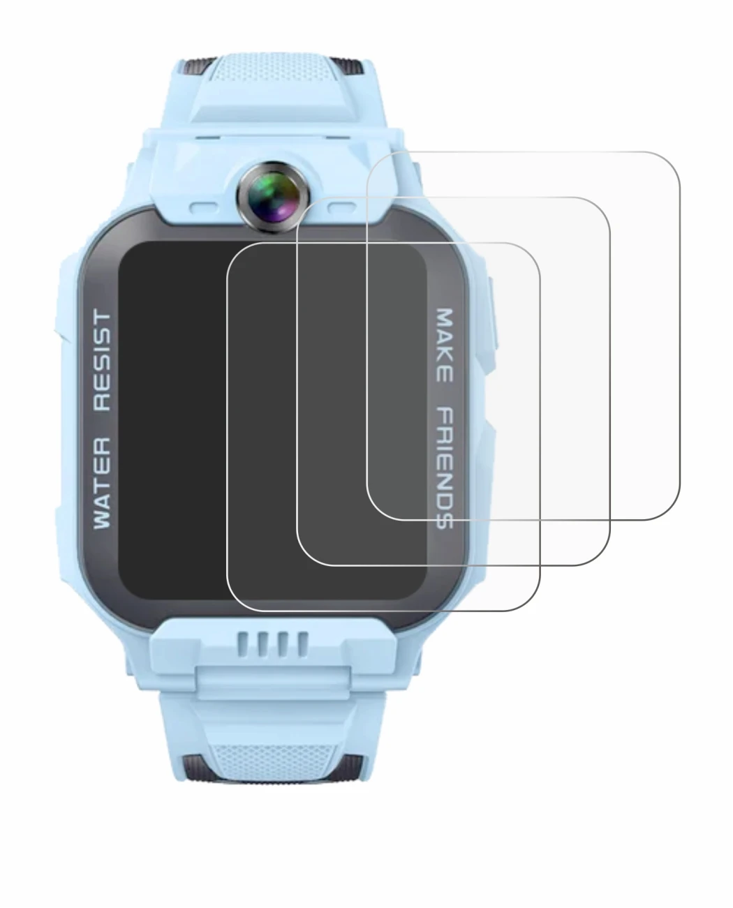 Abbildung des Geräts Imoo Watch Phone Z7 mit einer Vielzahl des Displayschutzes.