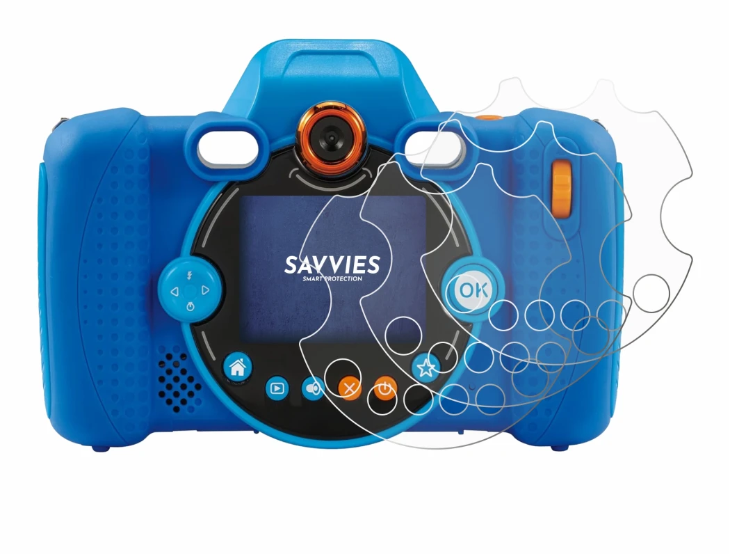 Abbildung des Geräts Vtech Kidizoom Duo FX mit einer Vielzahl des Displayschutzes.