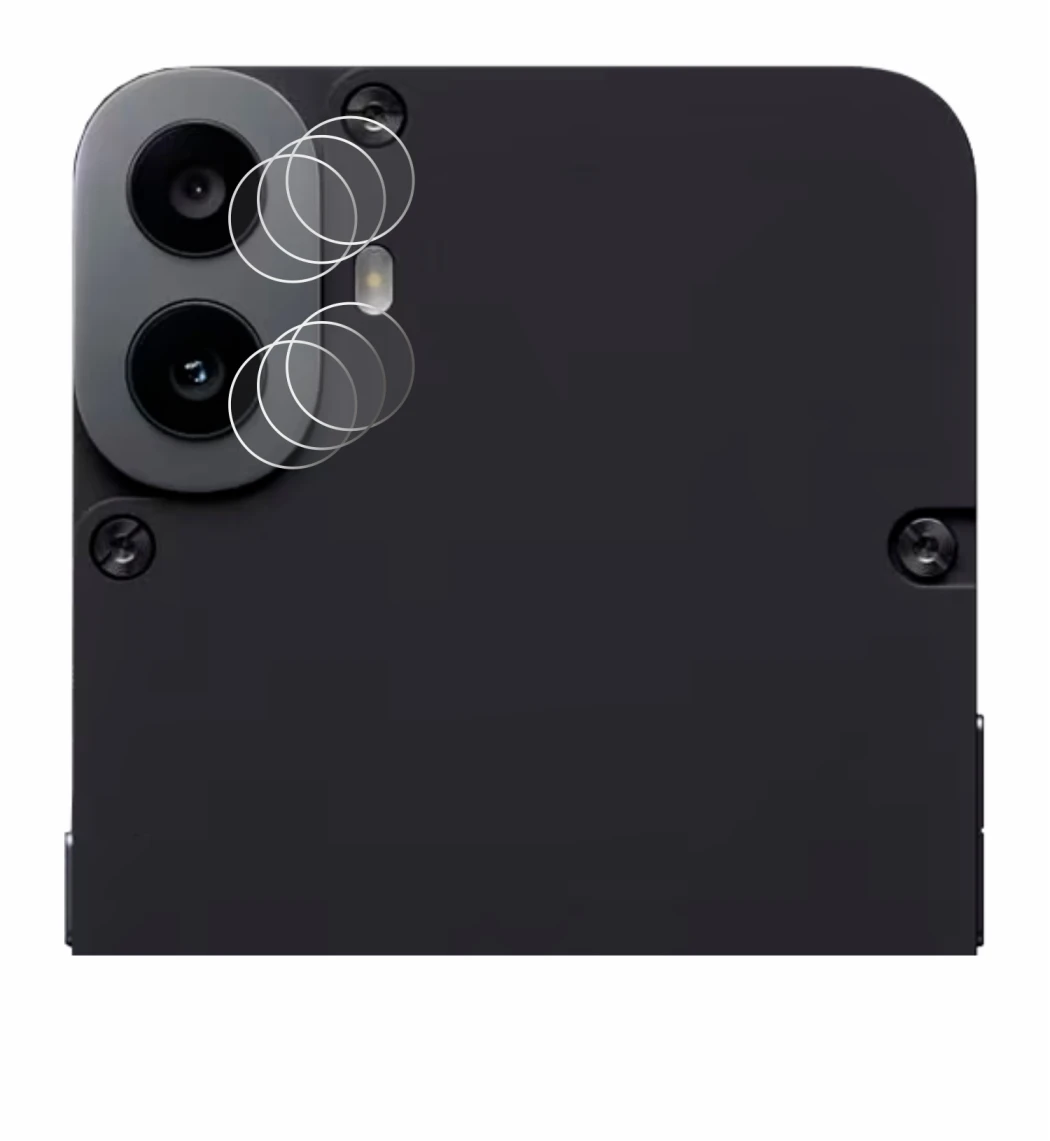 Abbildung des Geräts Nothing CMF Phone 1 (NUR Kameraschutz) mit einer Vielzahl des Displayschutzes.