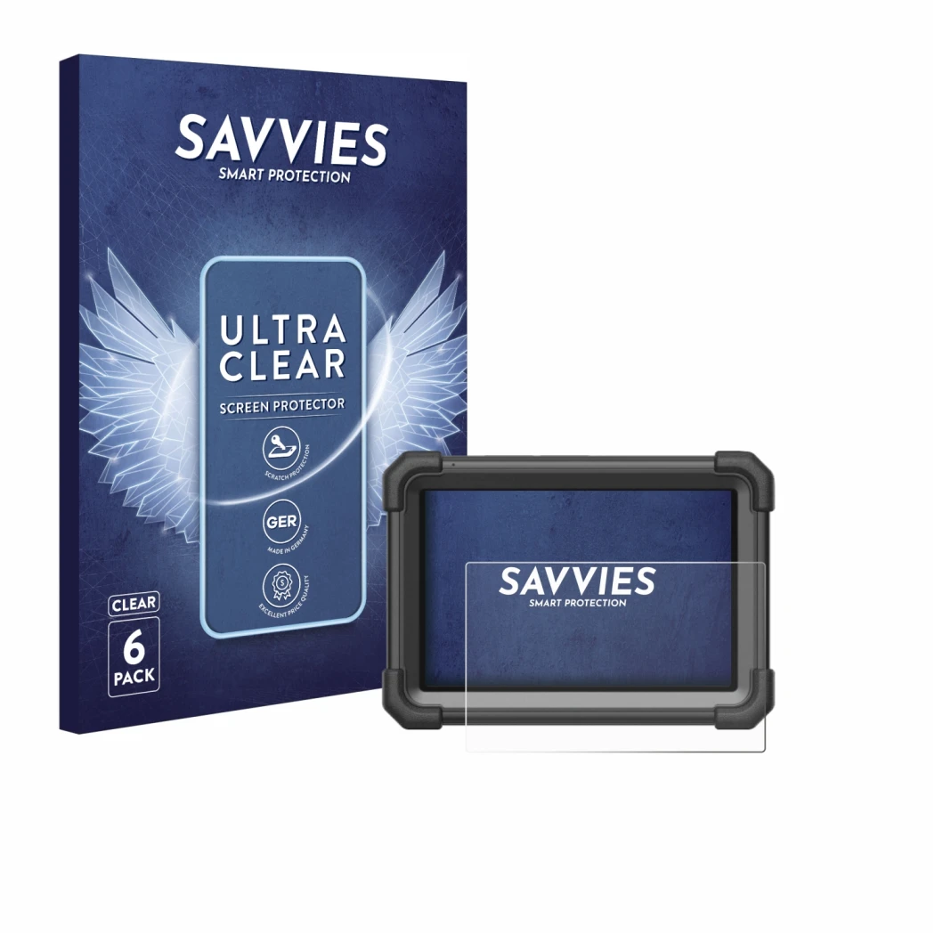 Vorderseite einer Produktverpackung mit dem Markenlogo Savvies. Daneben ist das Gerät Launch X-431 Pro Dyno mit dem zugehörige