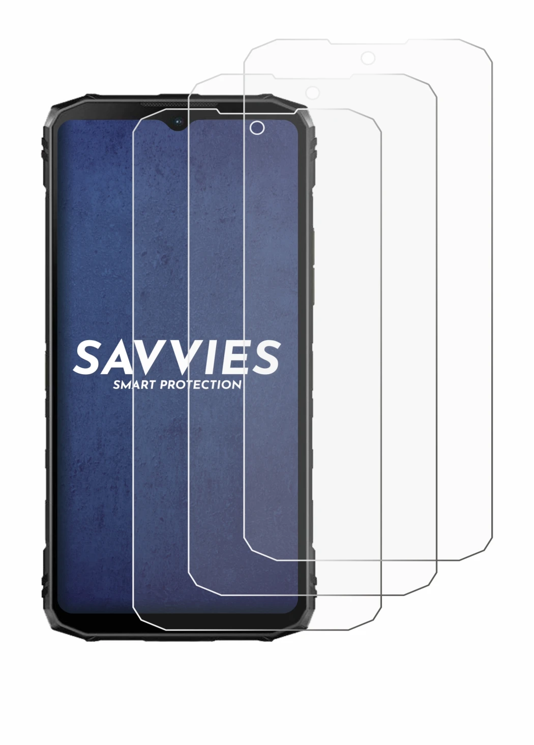 Abbildung des Geräts Doogee Blade 10 Ultra mit einer Vielzahl des Displayschutzes.