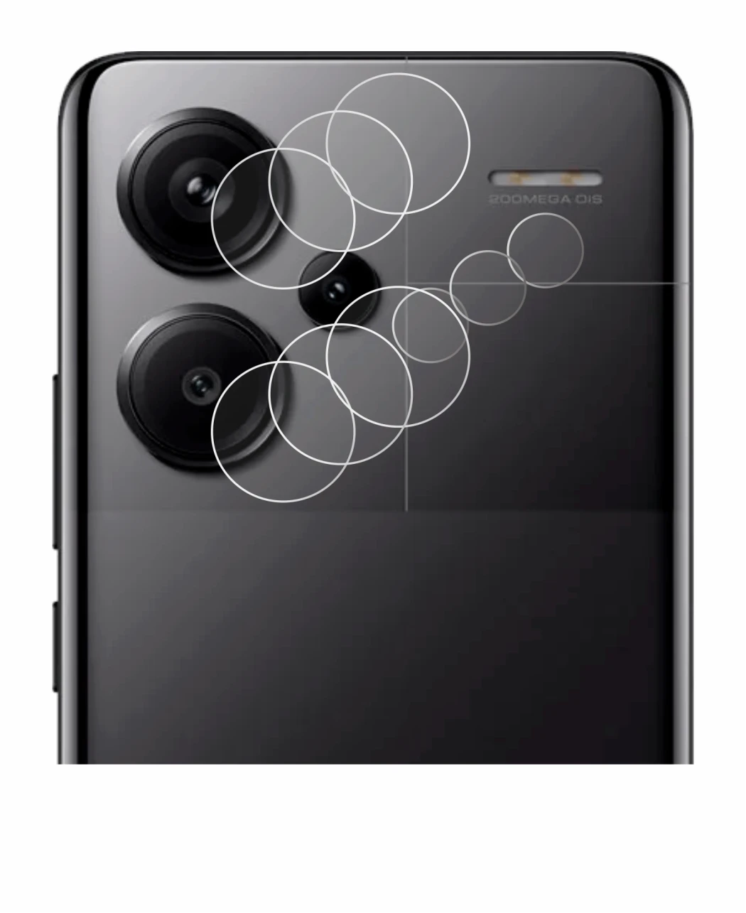 Abbildung des Geräts Xiaomi Redmi Note 13 Pro+ 5G (NUR Kameraschutz) mit einer Vielzahl des Displayschutzes.