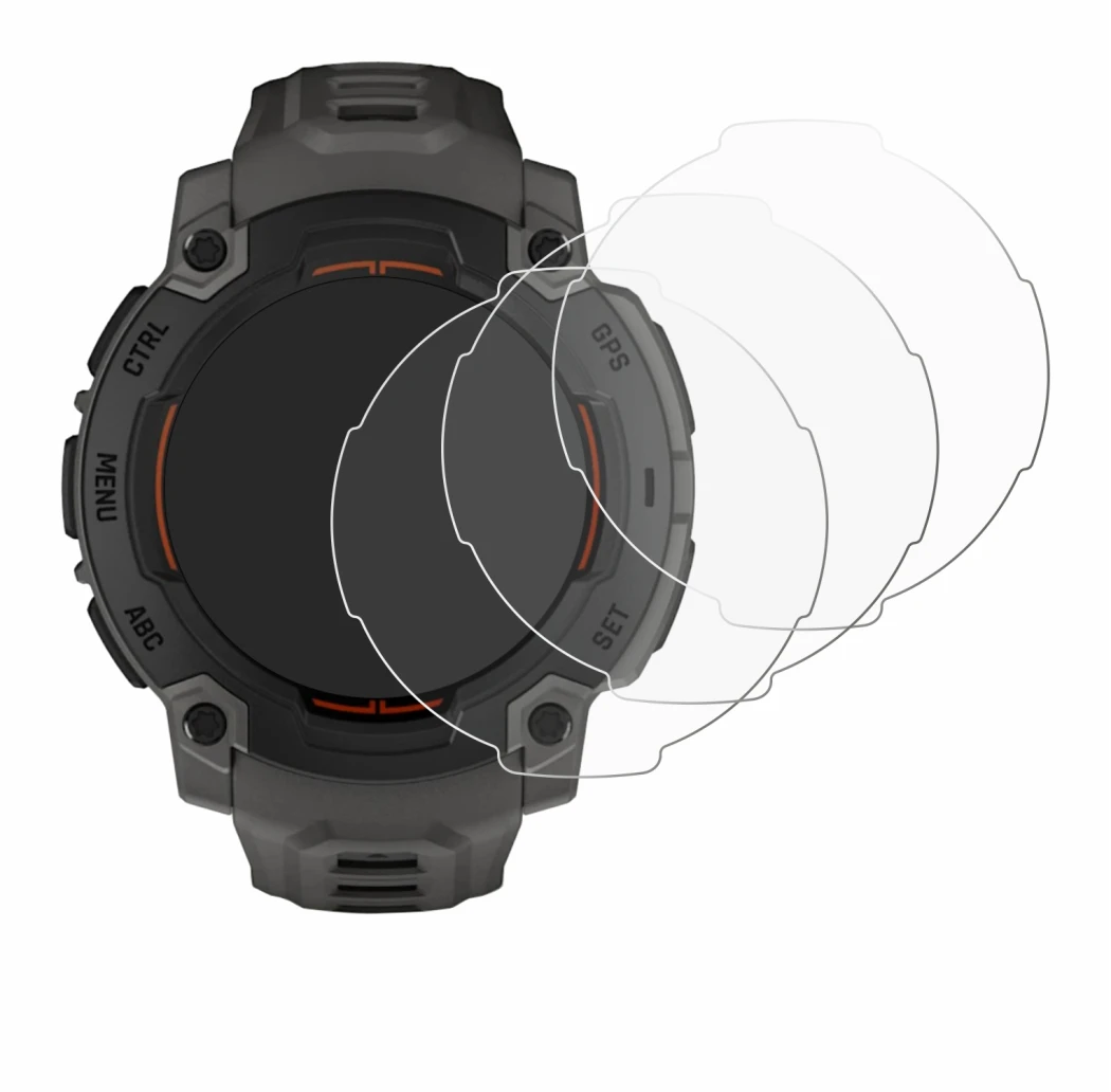 Abbildung des Geräts Garmin Instinct E (45 mm) mit einer Vielzahl des Displayschutzes.
