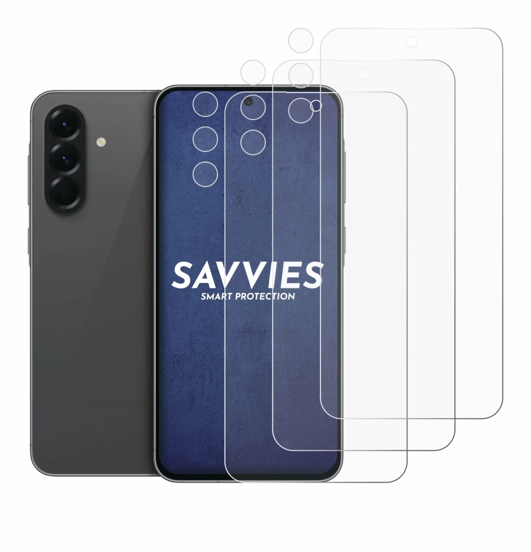 Abbildung des Geräts Samsung Galaxy A56 5G (Display+Kamera) mit einer Vielzahl des Displayschutzes.