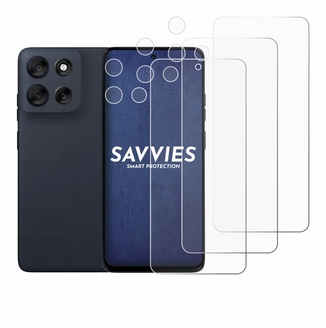 Abbildung des Geräts Motorola Moto G56 (Display+Kamera) mit einer Vielzahl des Displayschutzes.