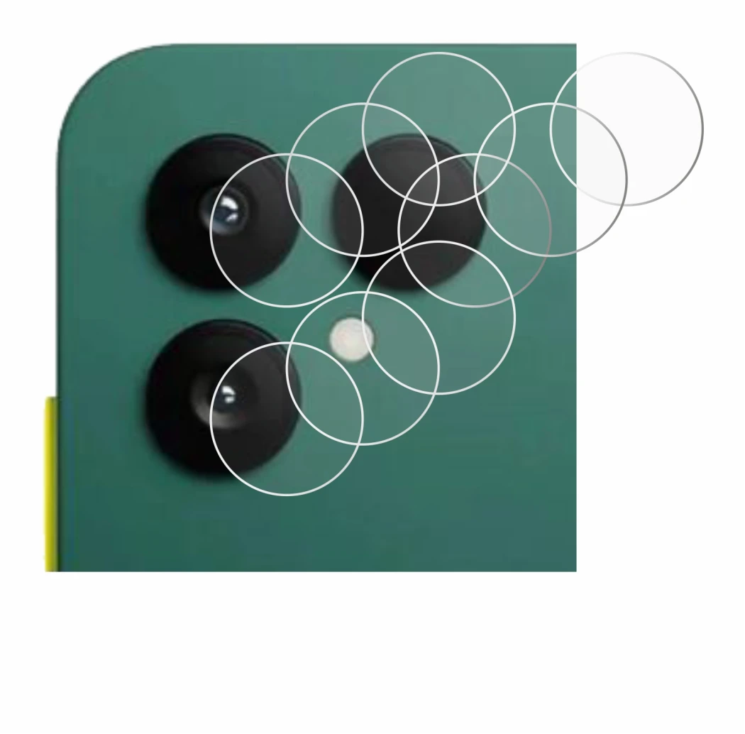 Abbildung des Geräts Fairphone 6 (NUR Kamera) mit einer Vielzahl des Displayschutzes.